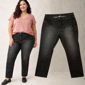 Denim 24 7 Jeans Size 18WP Petite Black Wash Stretch Mid Rise
